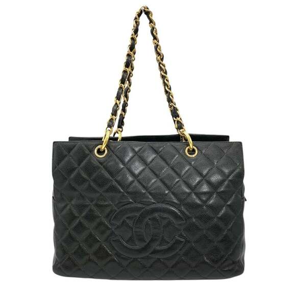 CHANEL Handbags - Chanel Matelassé Caviar Skin Chain Shoulder Bag, Black with Gold Hardware, Co...